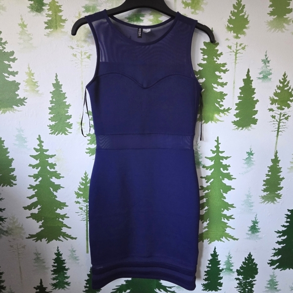 H&M Blue Mesh Panel Sleeveless Bodycon Dress - Picture 1 of 7